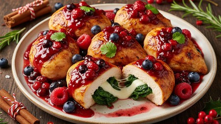Pechugas rellenas en salsa de frutos rojos con chipotle: la receta más rendidora para la temporada navideña