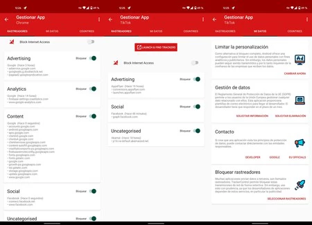 アプリケーションごとのトラッカーの情報とブロック