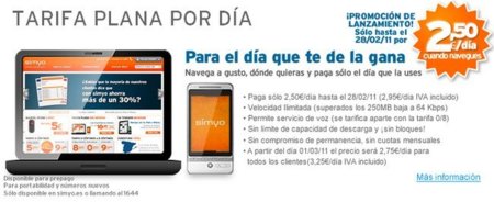 Nueva "Tarifa Plana Por Día" de Simyo por 2,5 euros diarios