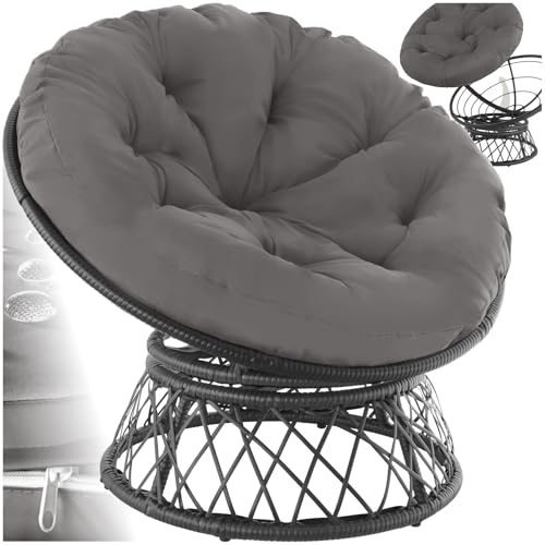 tectake® Sillón de Ratán y Acero en Forma de Cuenco