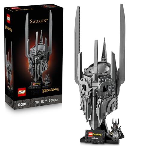 LEGO Icons El Señor de los Anillos: Casco de Sauron - Kit de Maquetas para Adultos - Minifigura Coleccionable y Anillo Único - Regalo para Hombres y Mujeres Fans de la Saga de Películas - 11373