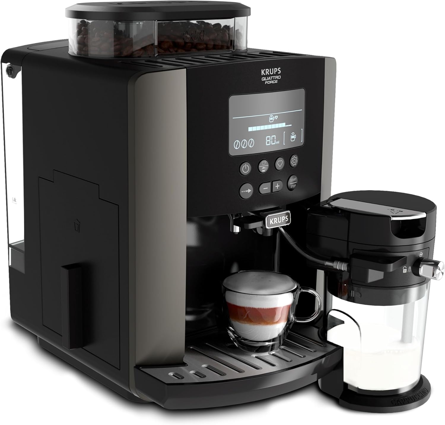 Cafetera Superautomática Krups Arabica Latte EA819E con molinillo de acero inoxidable