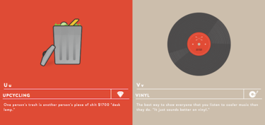 El alfabeto hipster de Michael Mahaffey en ilustraciones, ¡no falta ni un tópico!