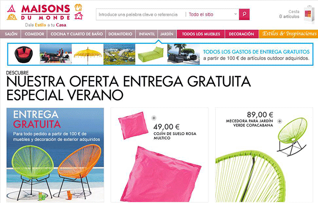 Maisons du Monde entrega gratuita muebles exterior