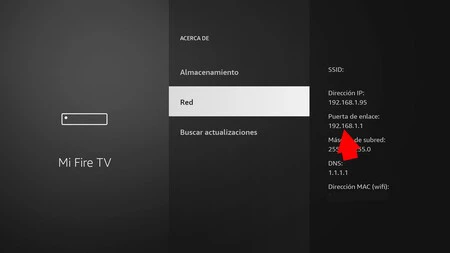 Dirección IP a la que está conectado el Fire TV