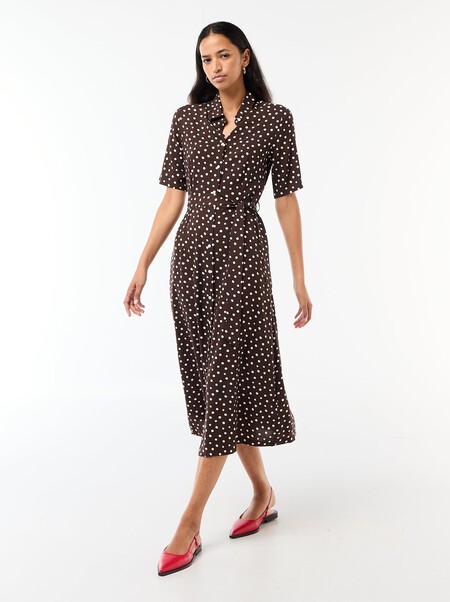 Vestido Largo Estilo Camisa Con Cinturon Para Anudar Marron Fgg21 5 Hd4