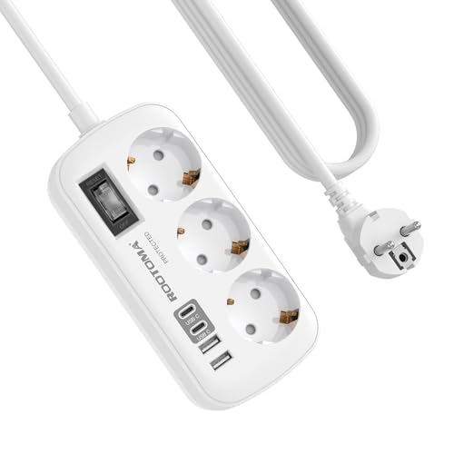 Regletas Enchufes con USB, Protección Sobretensión, 3 Tomas con Interruptor