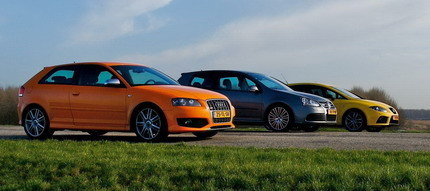 Audi S3, Seat Leon Cupra y Volkswagen Golf R32