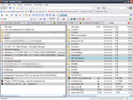 Firefly, el explorador en una pestaña de Firefox