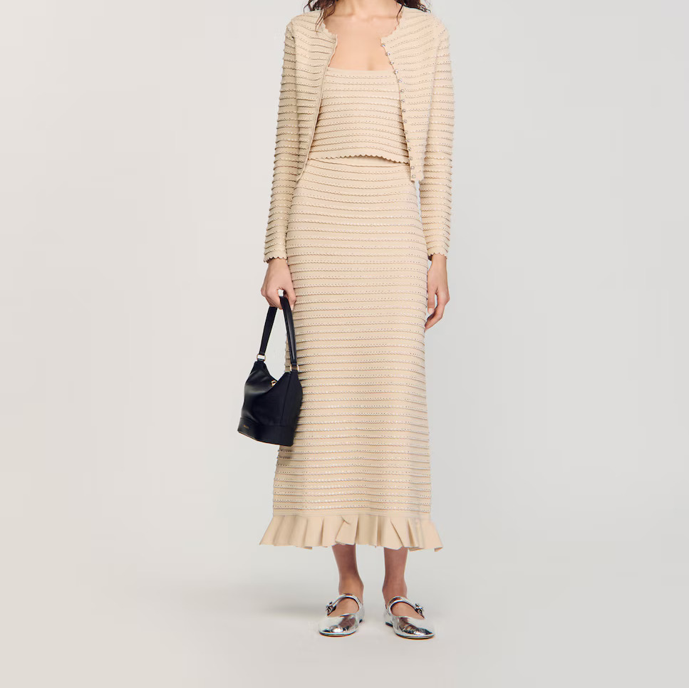 Sandro
Falda larga de punto con strass