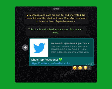 Reacciones Whatsapp Beta
