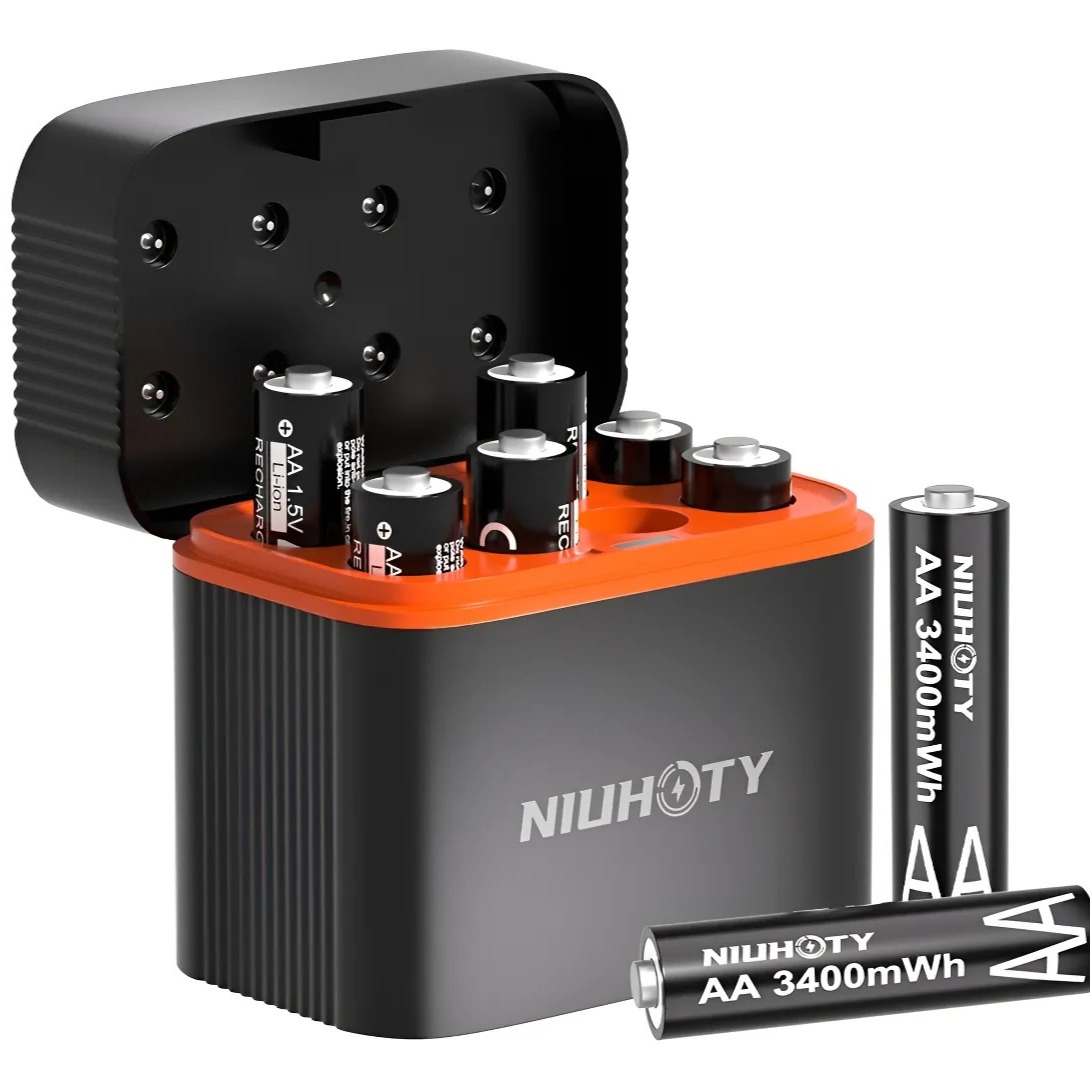 Paquete de pilas recargables con estuche cargador - Negro