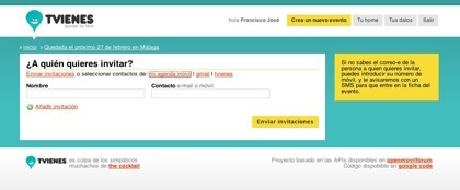 Tvienes, crea eventos e invita a tus conocidos por e-mail y sms