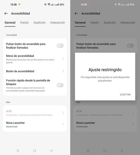 Android の制限された設定