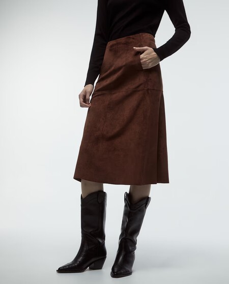 Falda Larga Ante Bonita Barata Elegante