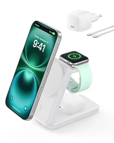 Belkin UltraCharge Cargador Inalámbrico 3 en 1 Qi2 25W - Disponible en Blanco y Negro
