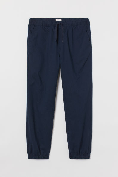 Joggers en mezcla de lino corte regular fit azul marino