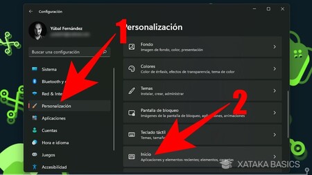 Personalizacion Inicio