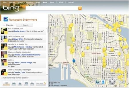 Foursquare en Bing
