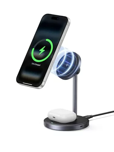 UGREEN Zapix 2 en 1 Cargador Inalámbrico iPhone Magsafe Certificación Qi2 15W Base de Carga Rápida sem Fios Magnético Compatible con iPhone 17 Pro MAX Air 16 15 14 13 12 AirPods 4 3 Pro 3 2