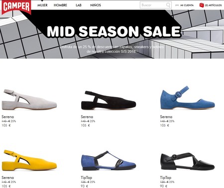 Mid Season Sale en Camper: 25% de descuento en cientos de zapatos para hombre, mujer y niño