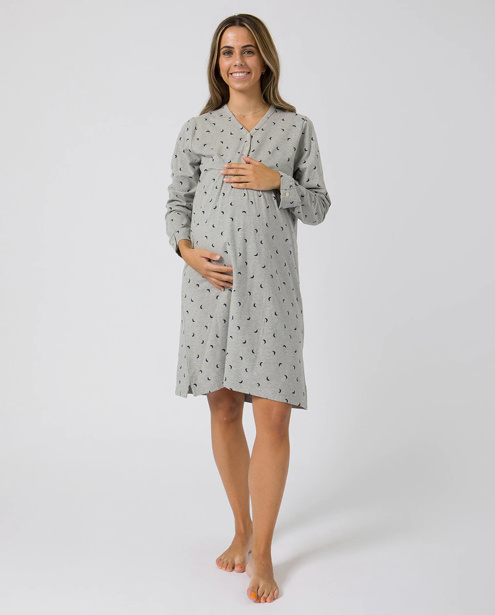 Kiff Kiff Mom
Camisón estampado, manga larga, cuello pico