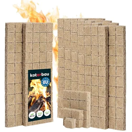 KOTARBAU® Set 400 Unidades Pastillas Encendido Barbacoa - Lana De Madera