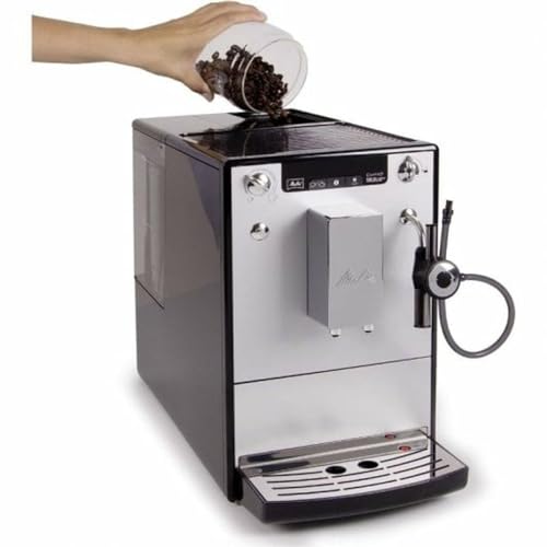Melitta Solo&Perfect Milk E957-103, Cafetera Superautomática con Molinillo, Auto Capuchinador, 15 Bares, Café en Grano, Limpieza Automática, Personalizable, Plata
