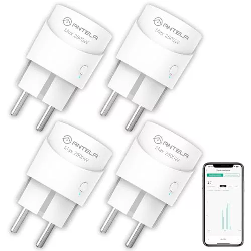 ANTELA Enchufe Inteligente Wifi 10A 2500W con Monitor de Energía