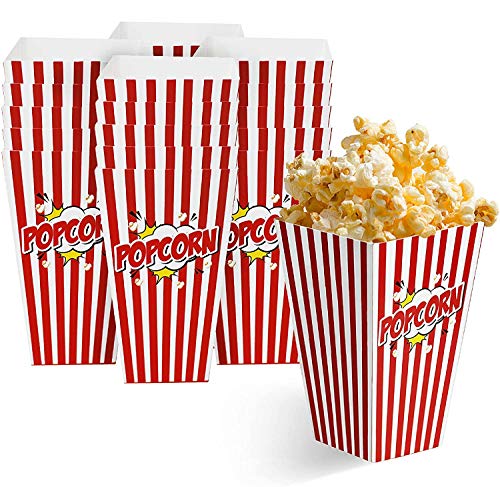 MATANA 50 Cajas Grandes de Palomitas, 9x17cm - Diseño Retro Rayas Rojas y Blancas - Cine, Noches de Cine, Pijamadas, Fiestas Infantiles, Cumpleaños