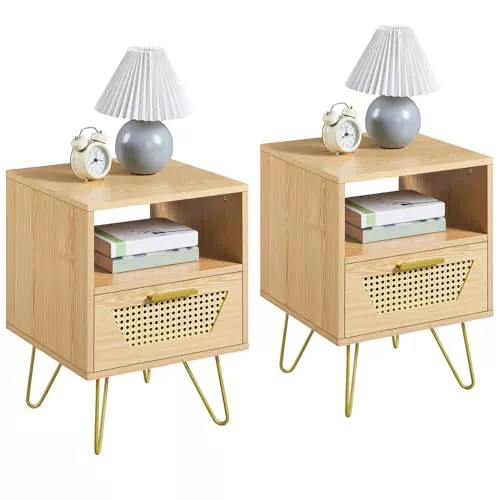 Set x2 mesitas de noche Yaheetech  40x40x55 cm 