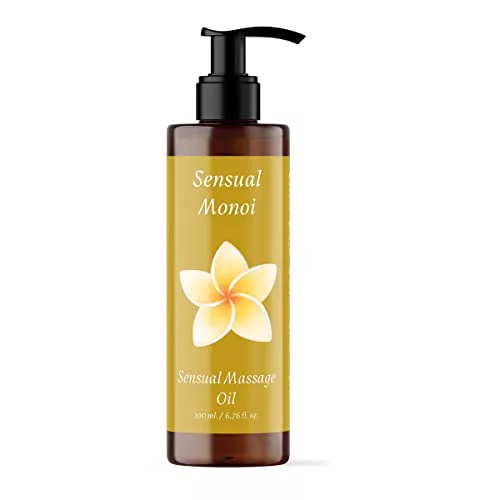 QKnatur - Aceite de Masaje MONOI - 200ml - BIO - Con Ingredientes Naturales. Para Masajes Corporales Relajantes. Delicado Aroma a Monoi
