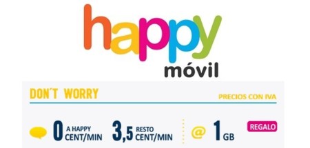 Happy Móvil también mejora su tarifa Don't Worry, con 1 GB a cambio de 10 euros de consumo mínimo