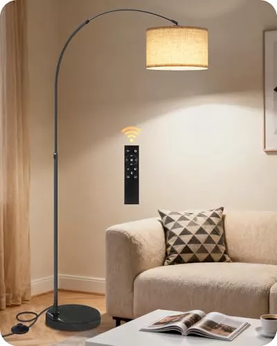 GOEBLESON Lámpara de Pie Arco de Salón, Moderna Negro Beige