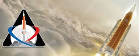 Éste es el emblema del supercohete SLS de la NASA para explorar el espacio profundo