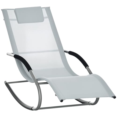 Outsunny Tumbona Mecedora con Reposacabezas Reposabrazos