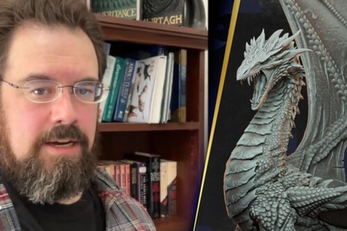 O autor de Eragon, Christopher Paolini, anunciou um novo livro para apoiar a produção da estátua de Saphira, da Wraithmarked Creative | Imagens: C. Paolini / Wraithmarked Creative