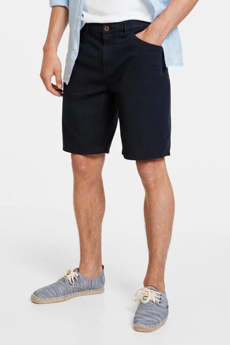 Bermuda 5 bolsillos lino algodón lavada