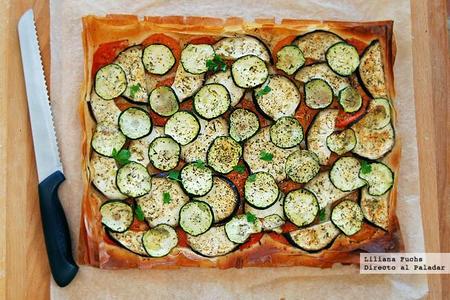 Tarta fácil de verduras con masa filo. Receta