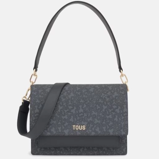 Bolso bandolera mediano con cierre de broche y solapa - Tous - Gris oscuro

