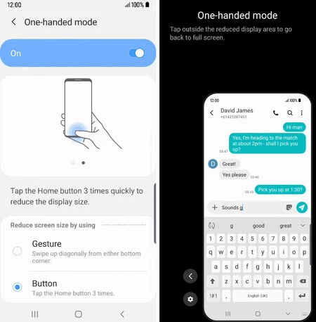 Samsung One UI 2.5の片手モード