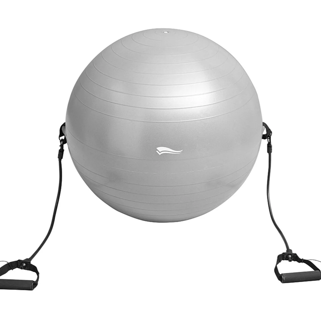 Pelota de gimnasia con 2 cintas elásticas desmontables
