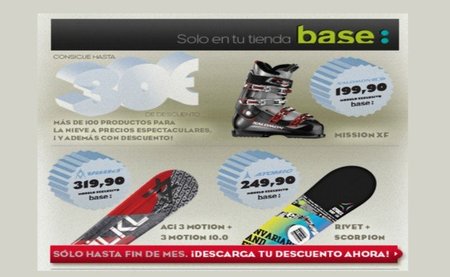¿Equipación para la nieve?, consigue hasta 30 euros para la tienda Base