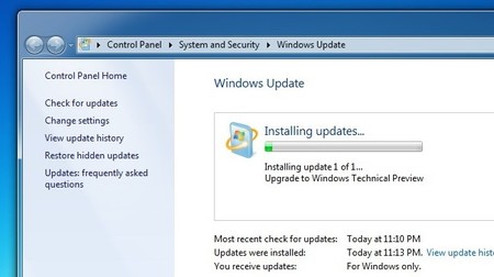 Si usas Windows 7 tienes la opción de actualizar a Windows 10 Tech Preview mediante Windows Update