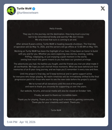 Blizzard gana la batalla legal que llevaba décadas intentando. Tras 8 años luchando, cerrará el servidor pirata más querido de World of Warcraft