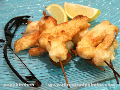 Tempura de sepia y langostinos. Receta