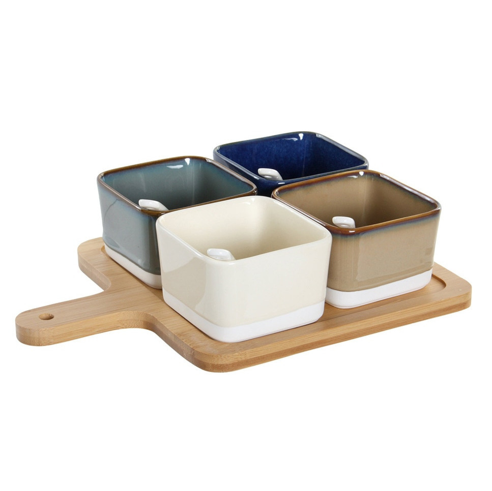 Set 5 bambú porcelana 27 x 20 x 1,3 marrón