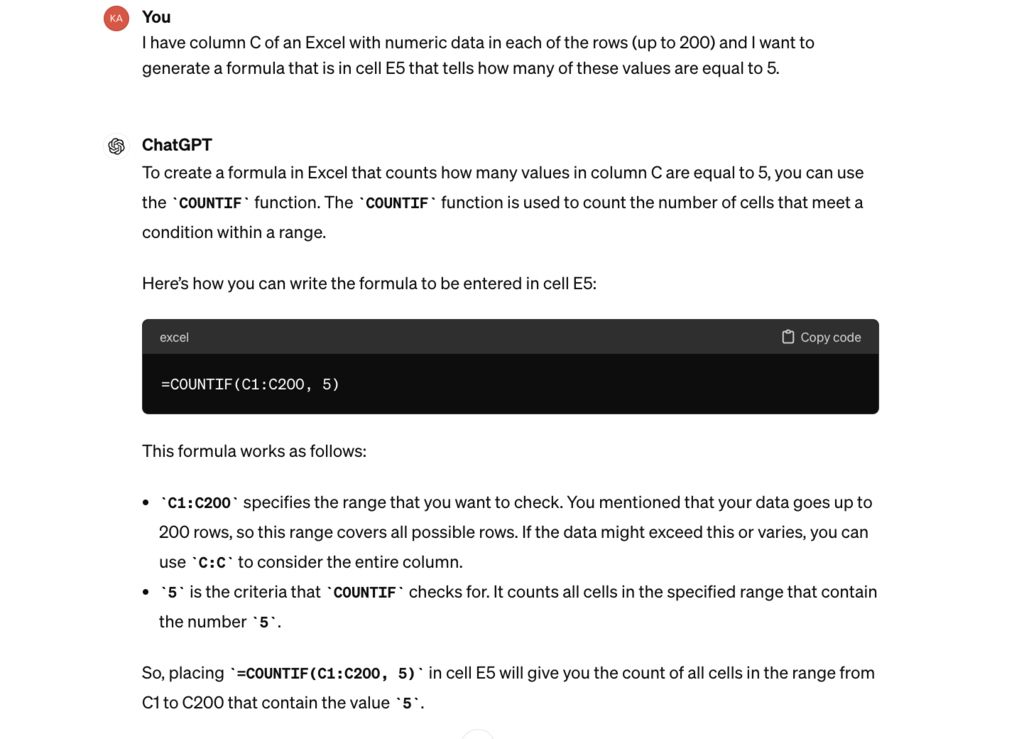 How to Use ChatGPT to Create Excel Formulas