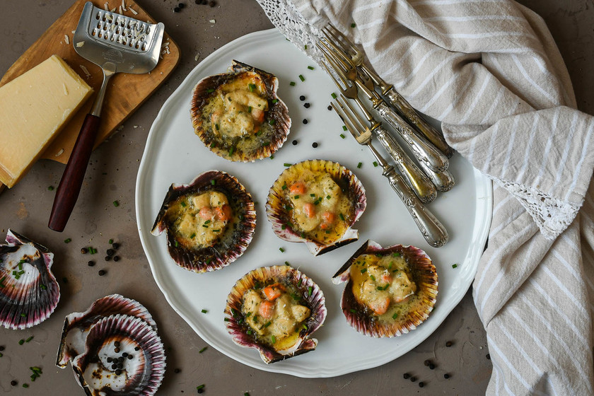 Vieiras a la Parmesana, receta de cocina fácil, sencilla y deliciosa