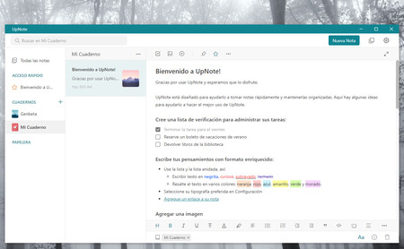 UpNote: una completa y limpia aplicación para escribir y organizar tus notas en Windows y macOS